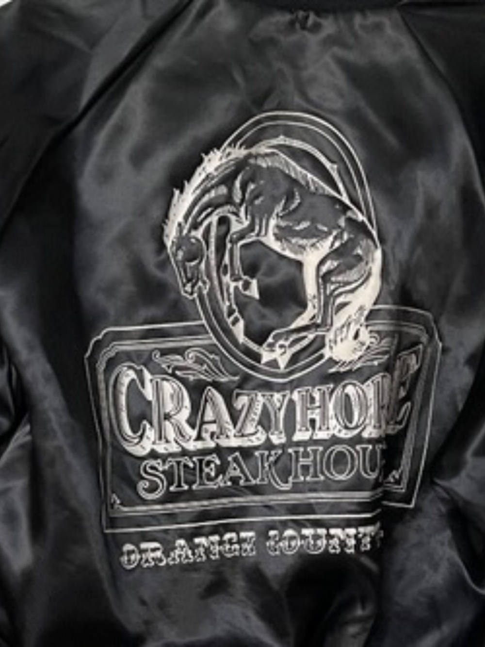 Vtg Auburn Mens Jacket Sz L Crazy Horse Streak House Black Nylon Orange County